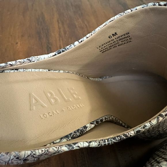 ABLE Snakeskin Leather Block Heeled Mules Pointed-Toe BRAZIL MADE - Picture 7 of 10